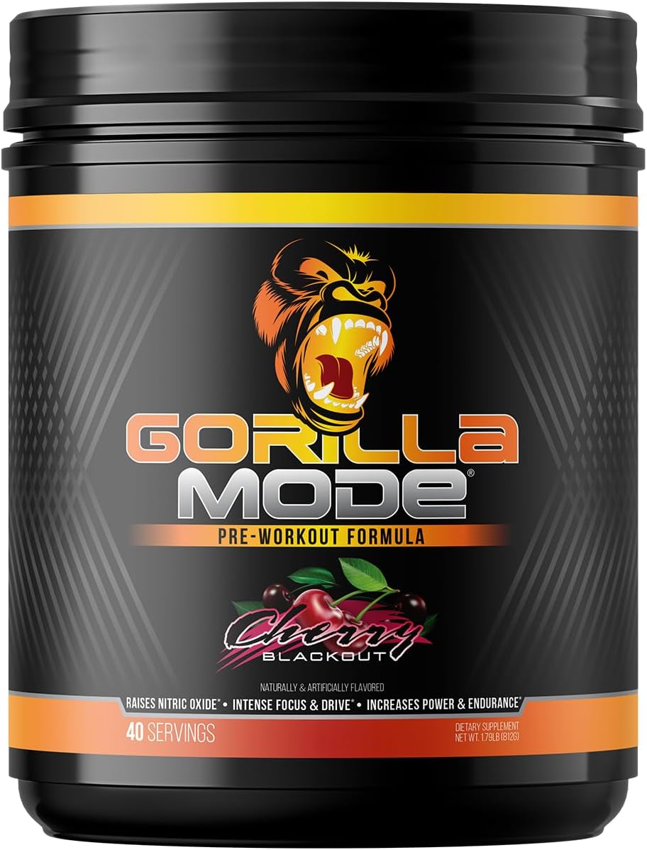 Gorilla Mind Mode Pre Workout - Massive Pumps · Laser Focus · Energy · Power - L-Citrulline, Creatine, GlycerPump™, L-Tyrosine, Agmatine, Kanna, N-Phenethyl Dimethylamine Citrate - 604 Grams (Cherry)