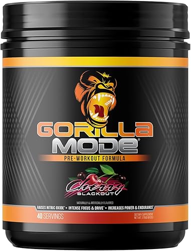 Gorilla Mode - Complemento preentrenamiento Bombas Masivas Enfoque Láser Energía Potencia L-citrulina creatina glycerpump l-tirosina agmatina kanna