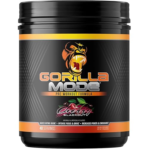 Gorilla Mode Pre Workout - Massive Pumps Laser Focus Energy Power - L-Citrulline, Creatine, L-Tyrosine, Betaine, Hydroprime, Alpha-GPC, 400mg Caffeine, Huperzine A - 812g (Cherry)
