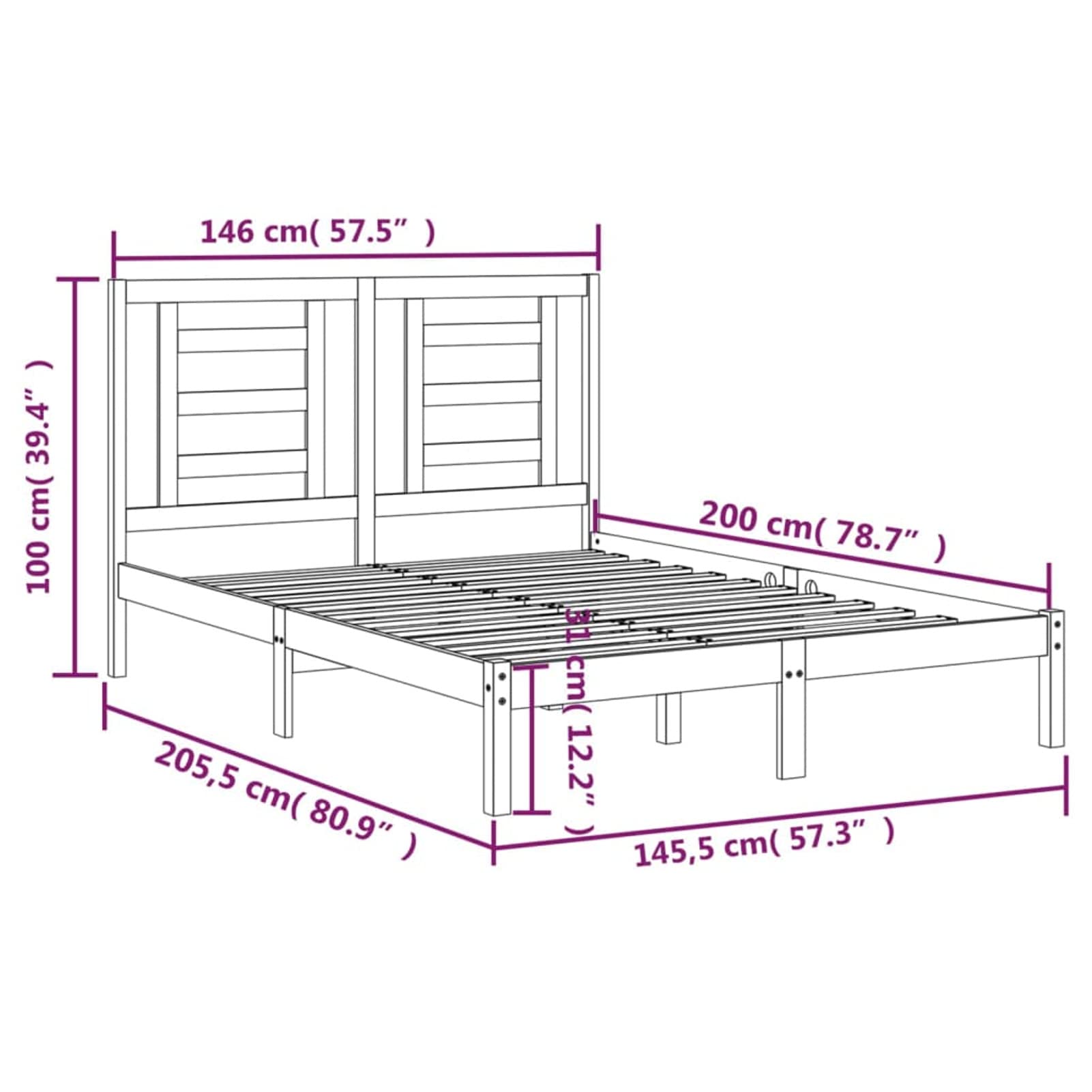 ShGaxin Struttura del letto, Doghe, Base letto, Telaio del letto, Letto Mobile, Letti Giovani, Letto pieno, Legno massello di pino 140x200 cm
