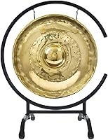 Vista 3 de Gongs de pezón dorado tailandés en soportes, incluye gong, tu elección de soporte y maza/tono brillante transparente/gong fabricado en Tailandia