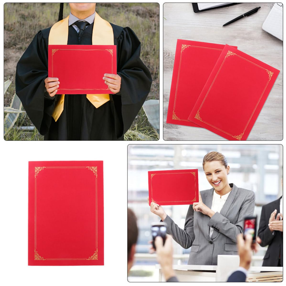 20 Pezzi Porta Certificati Rosso in Carta per Cerimonie e Consegna