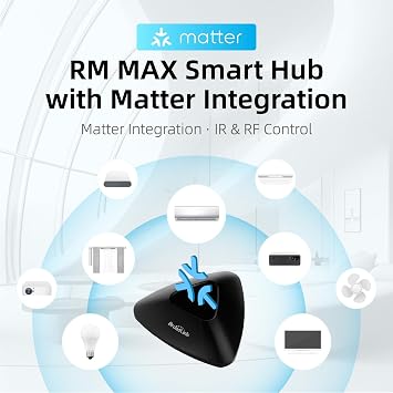 Broadlink RM MAX Smart Home Hub, Matter Compatible, Code Learning Wi-Fi & BLE Universal Remote for IR and RF Devices, Compatible with Alexa & Google Home