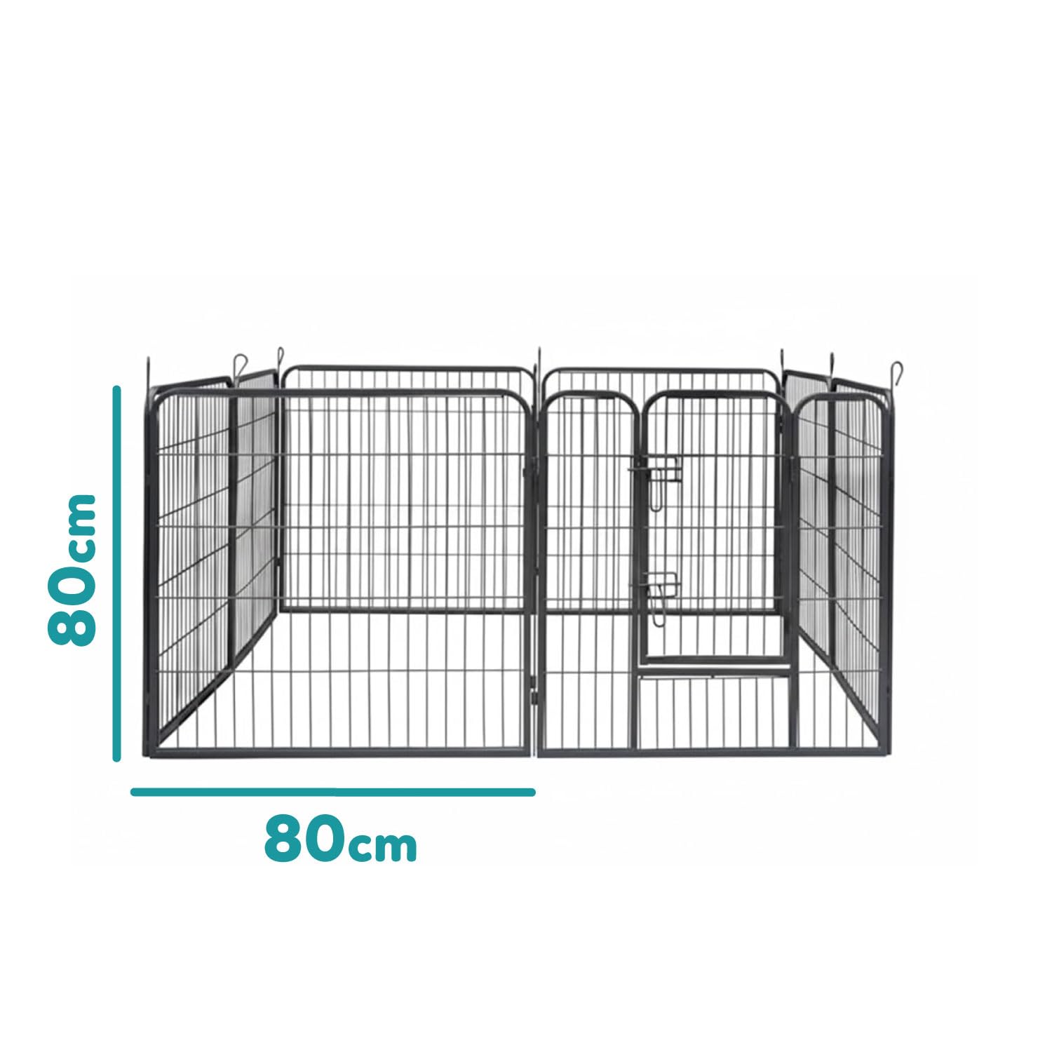 AQPET Recinto Modulare 80x80 cm per Cani, Gatti, Conigli e Roditori - 8 Pannelli Resistenti per Interno ed Esterno, Sicuro e Facile da Montare, Ideale per Casa e Giardino