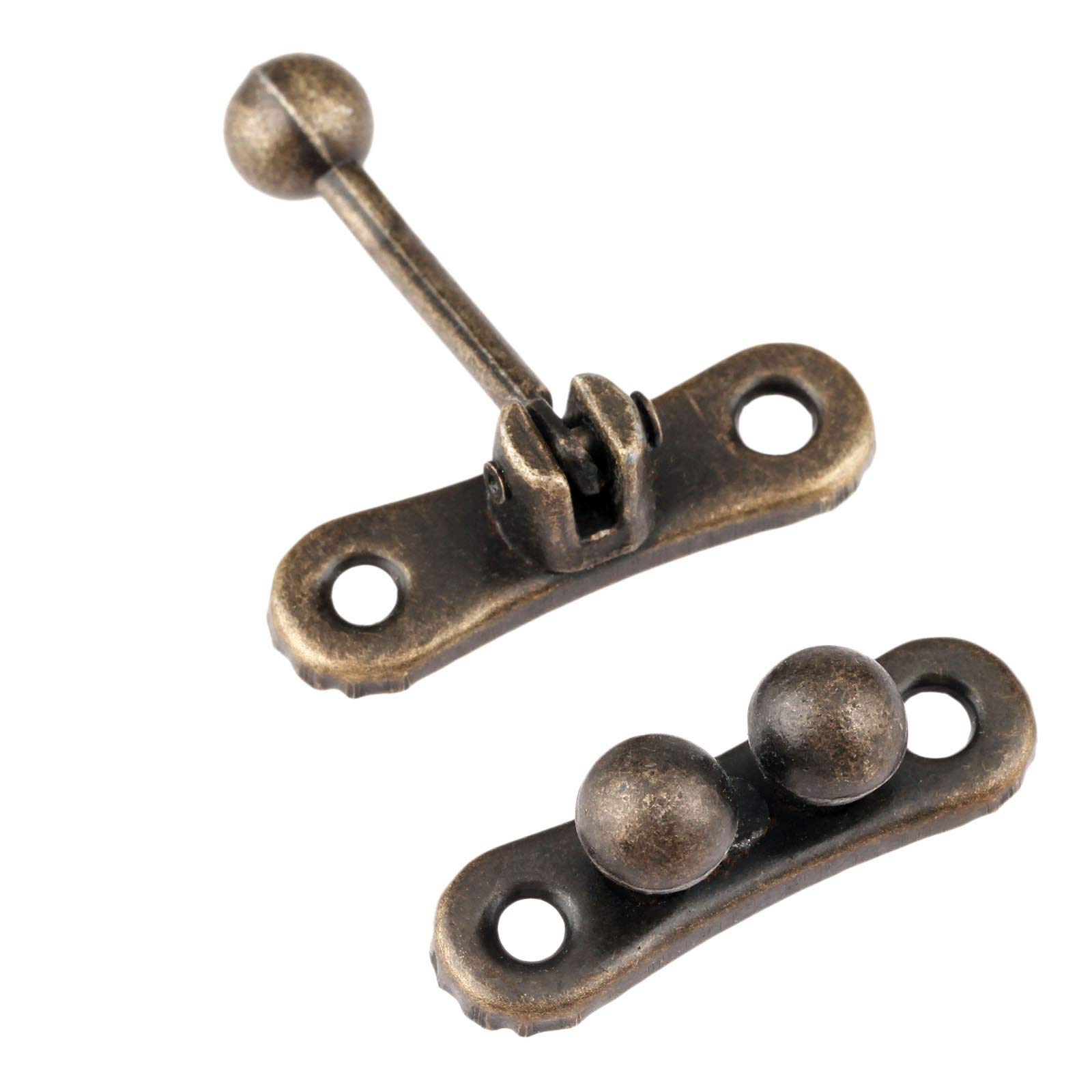 Fibbia cinese antica a scatola, fibbia con lucchetto antico.2 pezzi Bronzo antico Chiusure a scatto for scatola di gioielli Chiusura con fibbia for valigia Hardware vintage con vite 3133 mm