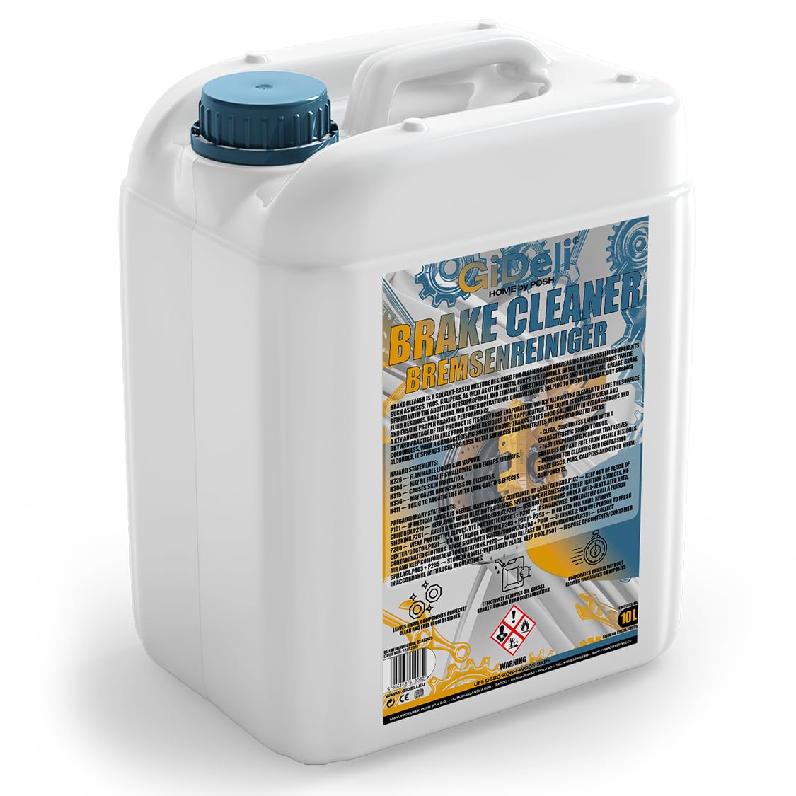 GiDeli Limpiador de frenos, bidón de 10 l, para coche, moto y bicicleta, elimina aceite, grasa, polvo de frenos, restos de pegamento, desengrasante para taller, secado rápido, sin dejar residuos