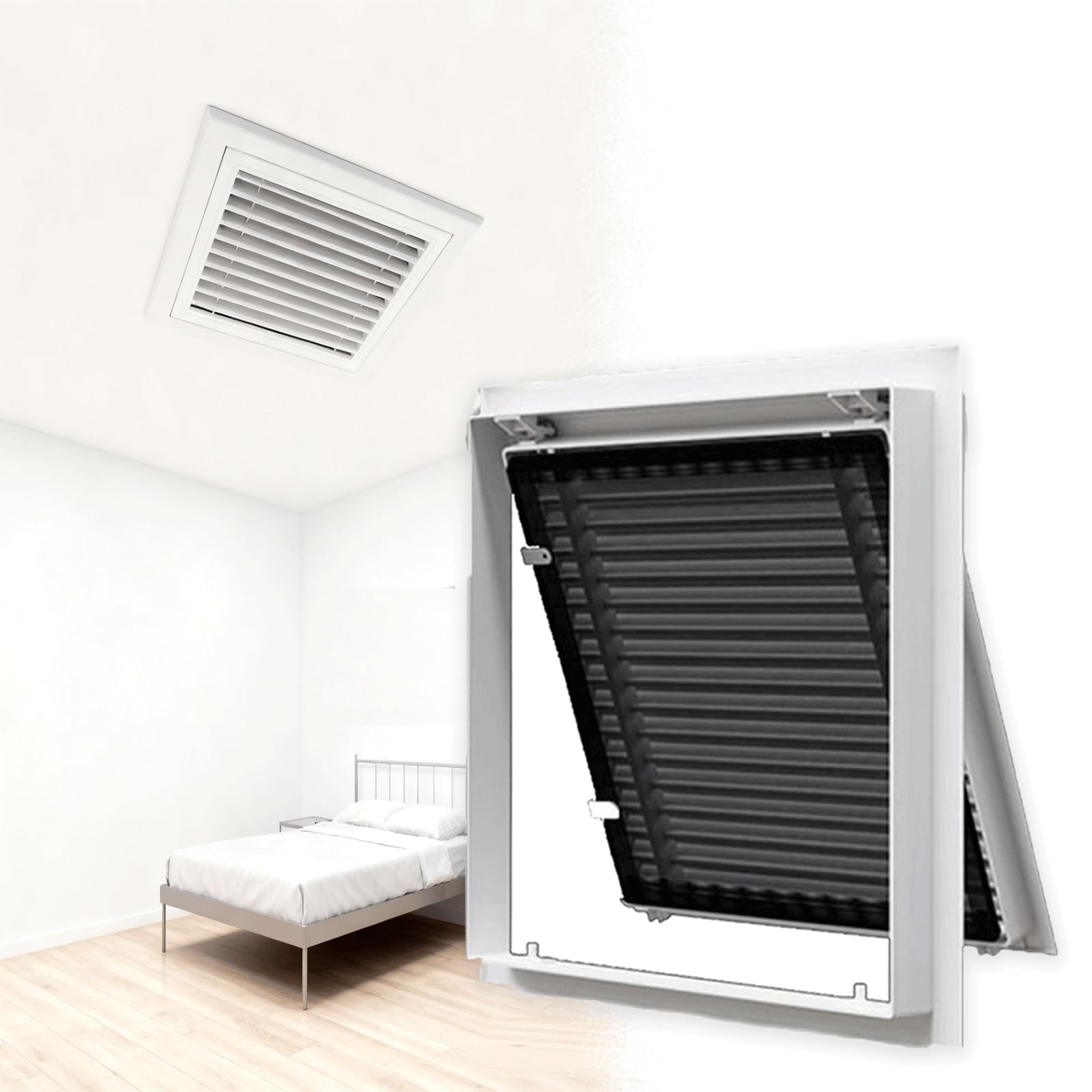 Copertura di sfiato di ritorno dell'aria bianca con filtro laterale/griglia a soffitto per condotto di aspirazione dell'aria fredda, 35,6 x 96,5 cm, soluzione di ventilazione domestica