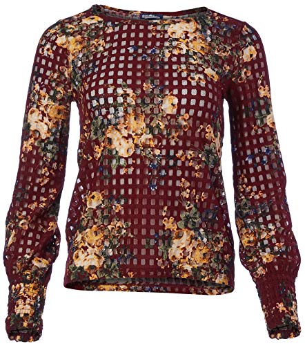 Freshman 1996 Women's Floral Checkered Top, English Bouquet, L