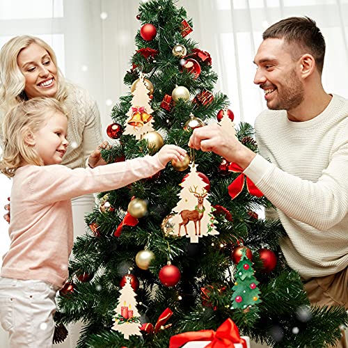 Large Size 7" Wooden Christmas Ornaments To Paint, Diy Blank Unfinished Wood Ornament For Crafts Hanging Decorations (Beige Christmas Tree) #TOP1