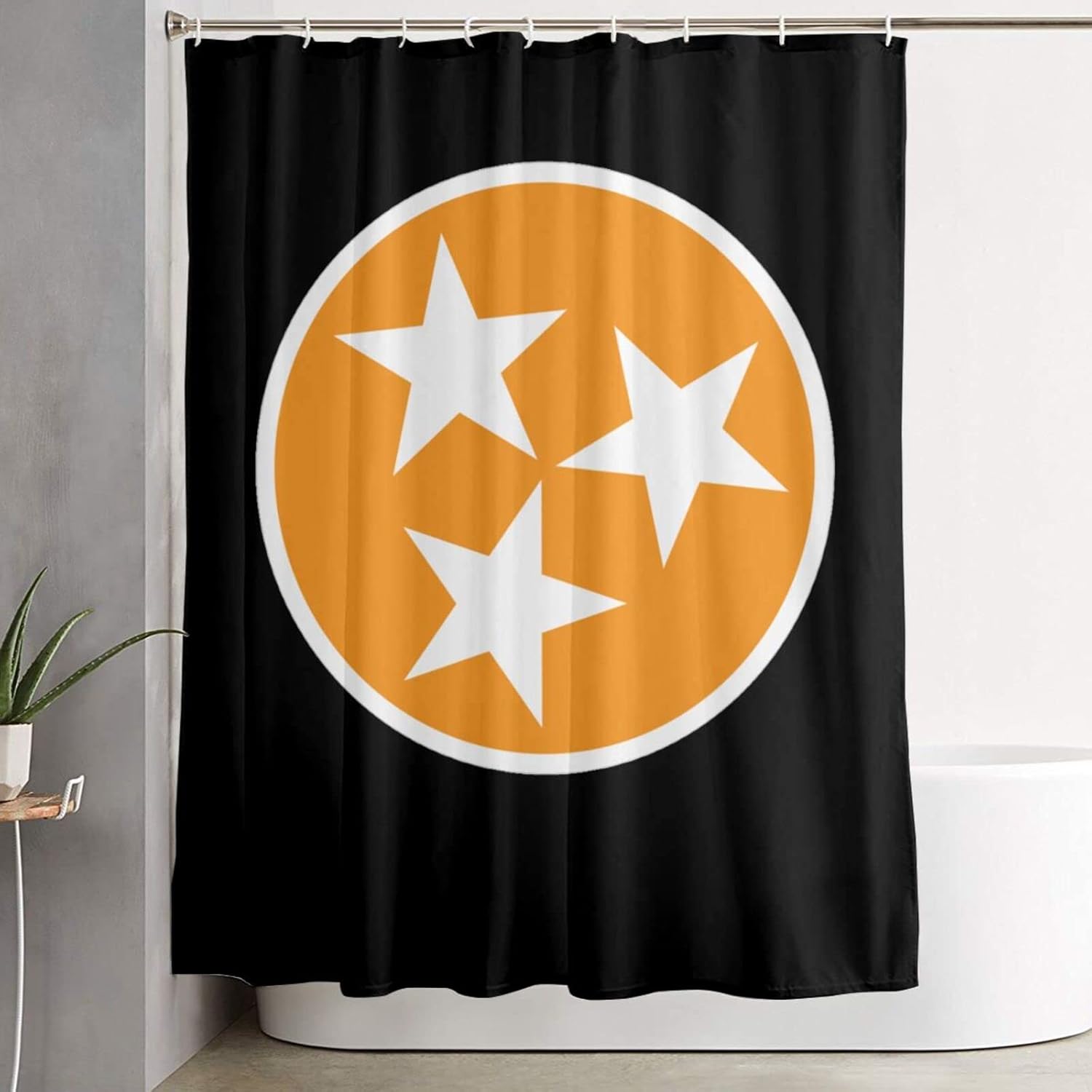 TZT Tennessee Orange Star Flag Shower Curtains with Hooks Waterproof Bathroom Screen Decor Set 60 X 70 in for Home/Hotel