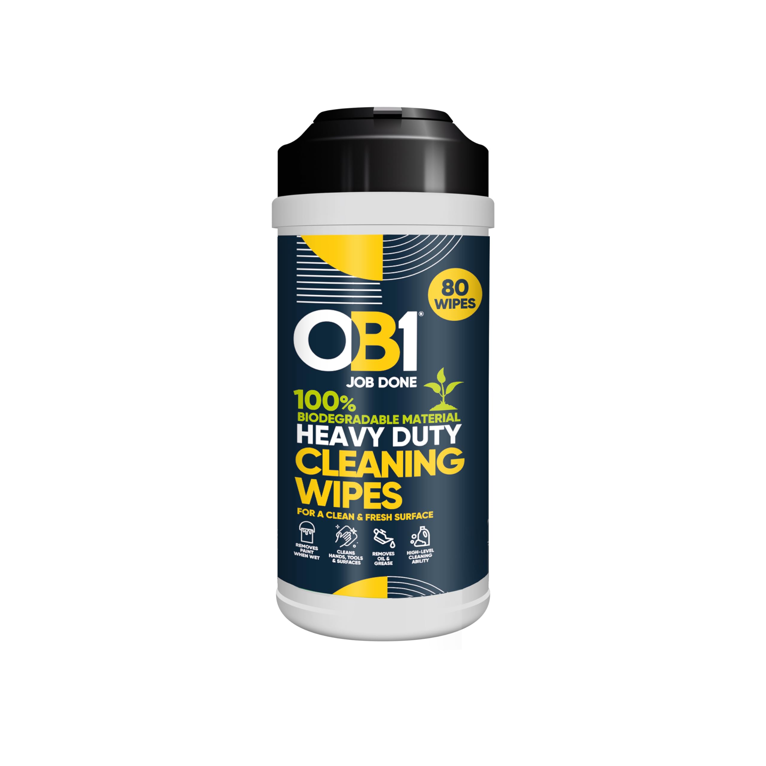 OB1 Heavy Duty Biodegradable Cleaning Wipes 80 Pack – Powerful Multi-Purpose