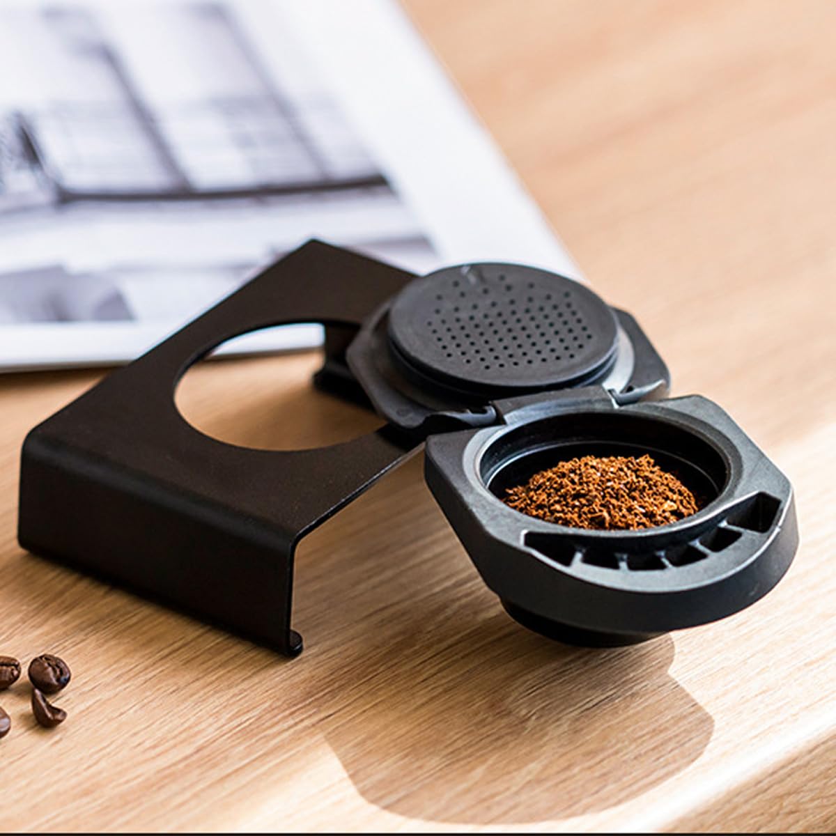Adattatore per capsule riutilizzabili – Vassoio per polvere di caffè con cucchiaio e pennello, compatibile con Piccolo XS/EDG 305/EDG 606.S/Genio S