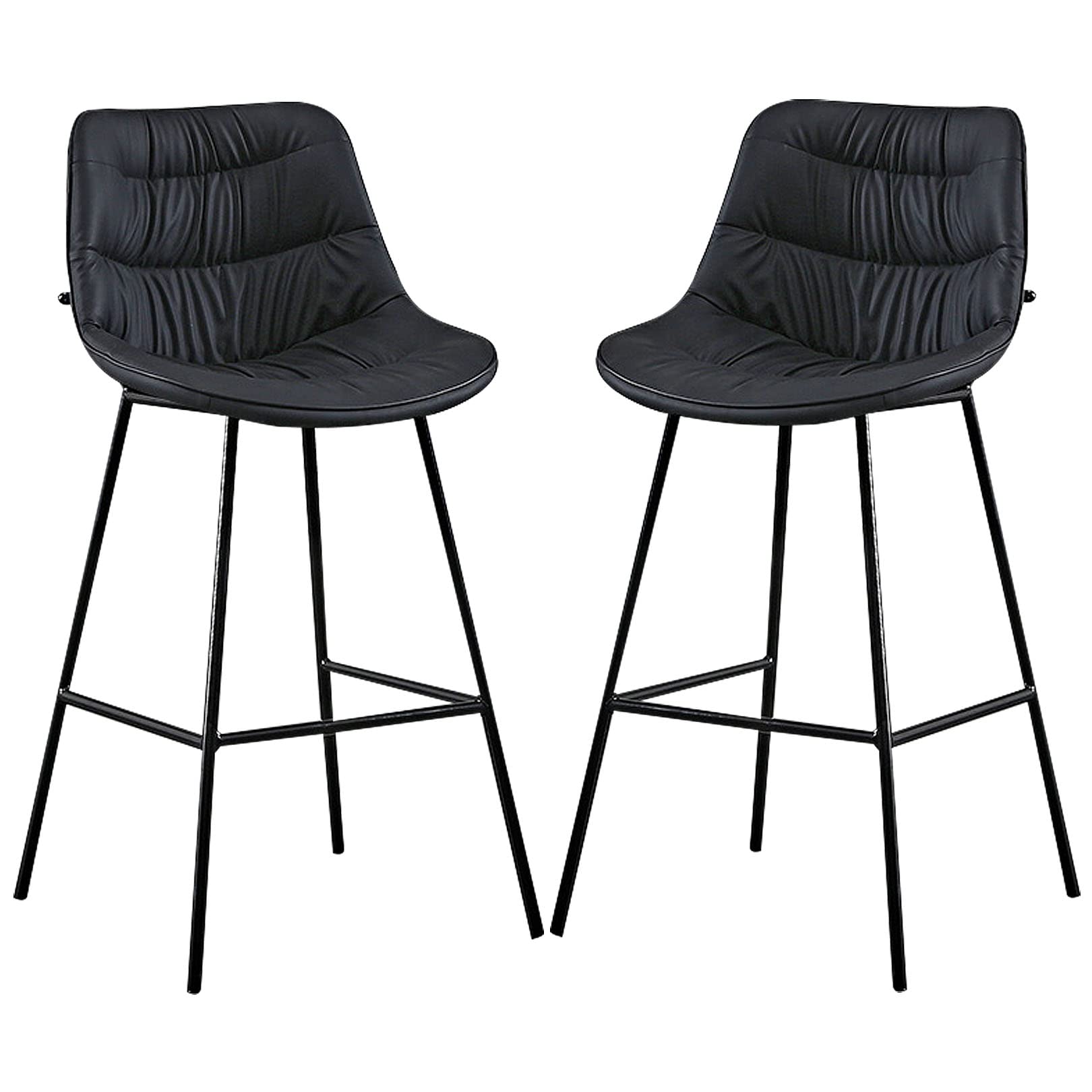 Tabouret de bar 30 pouces en cuir PU noir avec pieds en métal lot de 2