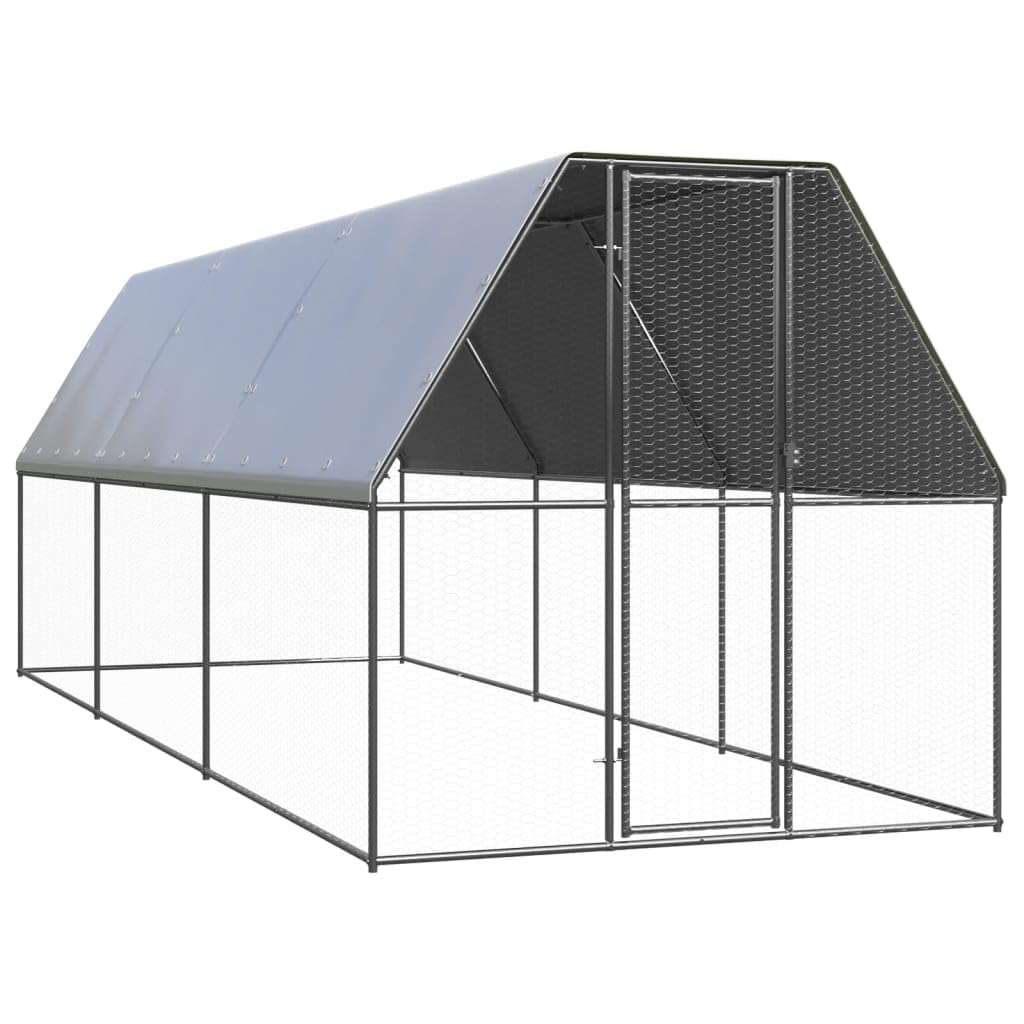 Jaula para pollos al aire libre, 2 x 6 x 2 m, acero galvanizado, jaula para gallinas, conejos, gansos, palomas y codornices