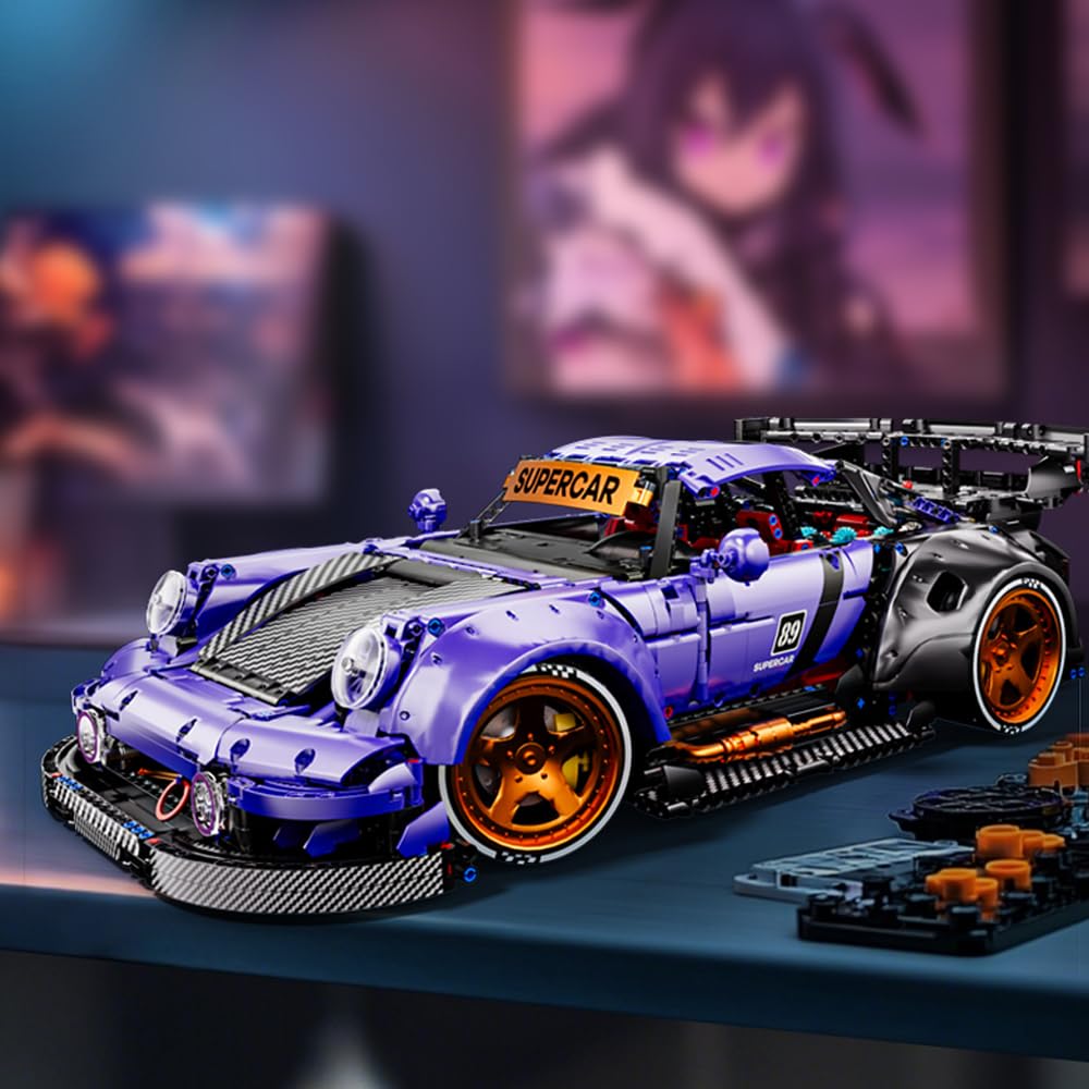 Supercar Baustein Set, 4190 Teile Technology Serie Groß Klemmbausteine Auto, 1:8 MOC Sportwagen Technik Modell, Bauspielzeug Geschenk für Erwachsene und Jugendliche (10544)