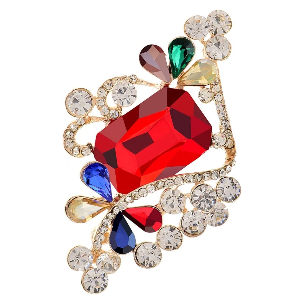 broche, Broche cuadrado grande con diamantes de imitación, joyería elegante for boda, Pin brillante