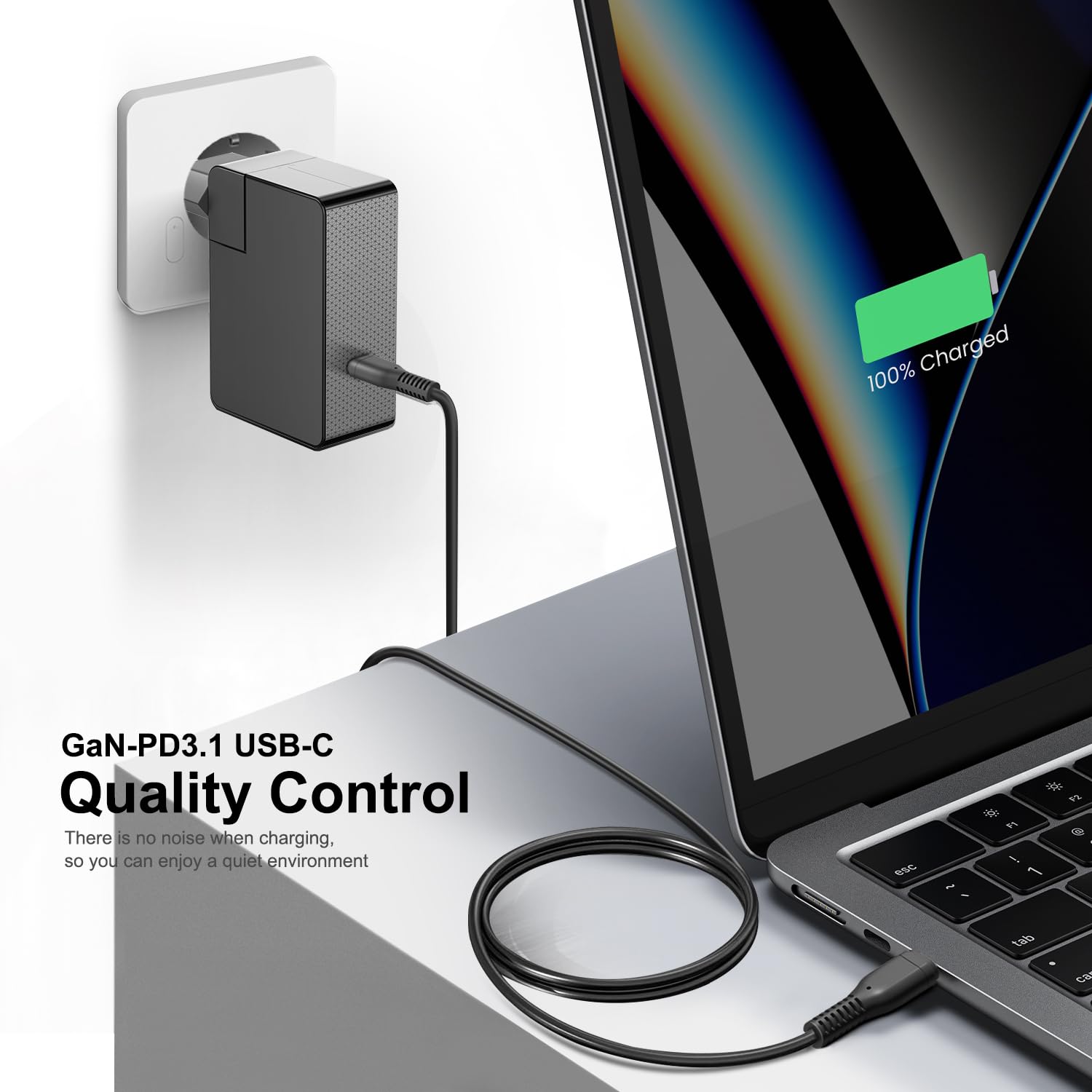 KFD Caricatore rapido USB C da 28 V, 5 A, 140 W, per MacBook Air MacBook Pro 16 15 14 13 pollici, 2025 M3 M4, HP B7NK0AA#ABB TPN-LA29 N22270-001 PA-1141-08HT ADP-140AB B Delta MSI ige 14 1 6