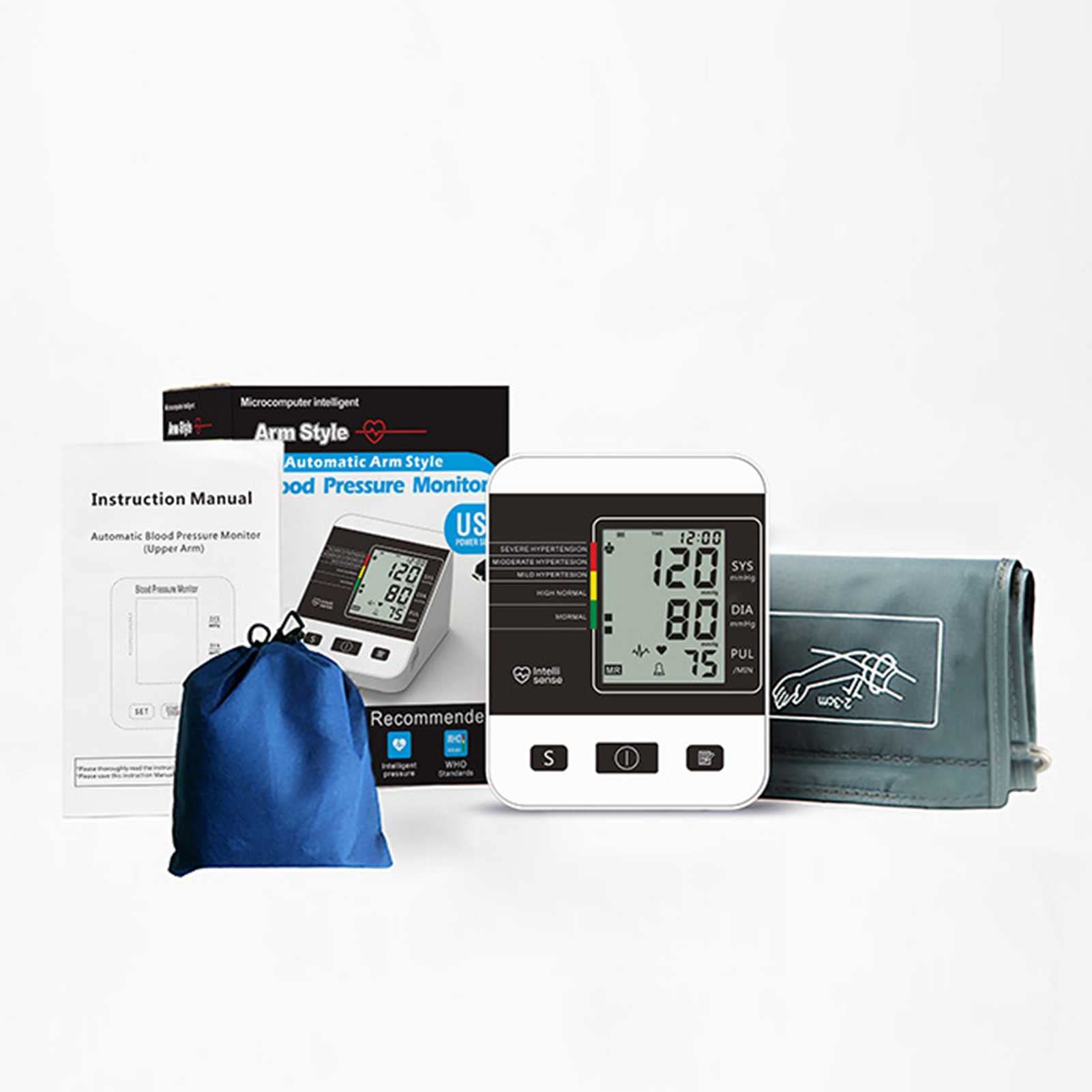 Esfigmomanómetro electrónico de Brazo Superior, 2 * 99 Grupos de Almacenamiento de Datos, Pantalla Digital LCD, medición de una tecla, Monitor de presión Arterial automático para el hogar