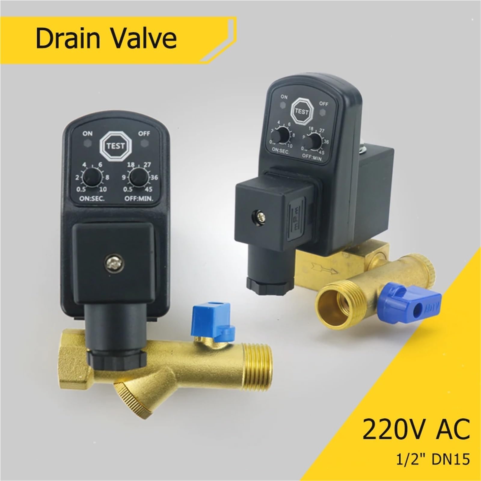 1 x 1/2 "DN15 220V/12 V/24 V mosiężny elektromagnetyczny zawór elektromagnetyczny spustowy z automatycznym timerem OPT-A B do chłodnicy zbiornika sprężarki suchego powietrza(Split-body type, 24V)