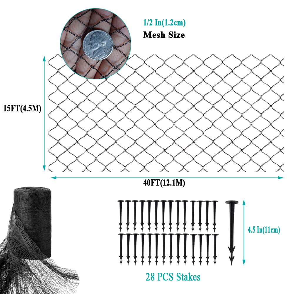 Vocray Pond Netting for Leaves 4.5x12 M, 1.2 Cm Fine Mesh, Woven Pond Net Cover to keep heron away - Image 2