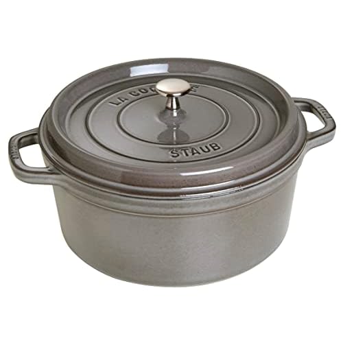 Staub 1003926 Cast Iron Roaster/Cocotte, Round 28 cm, 6.7 L, Graphite Grey