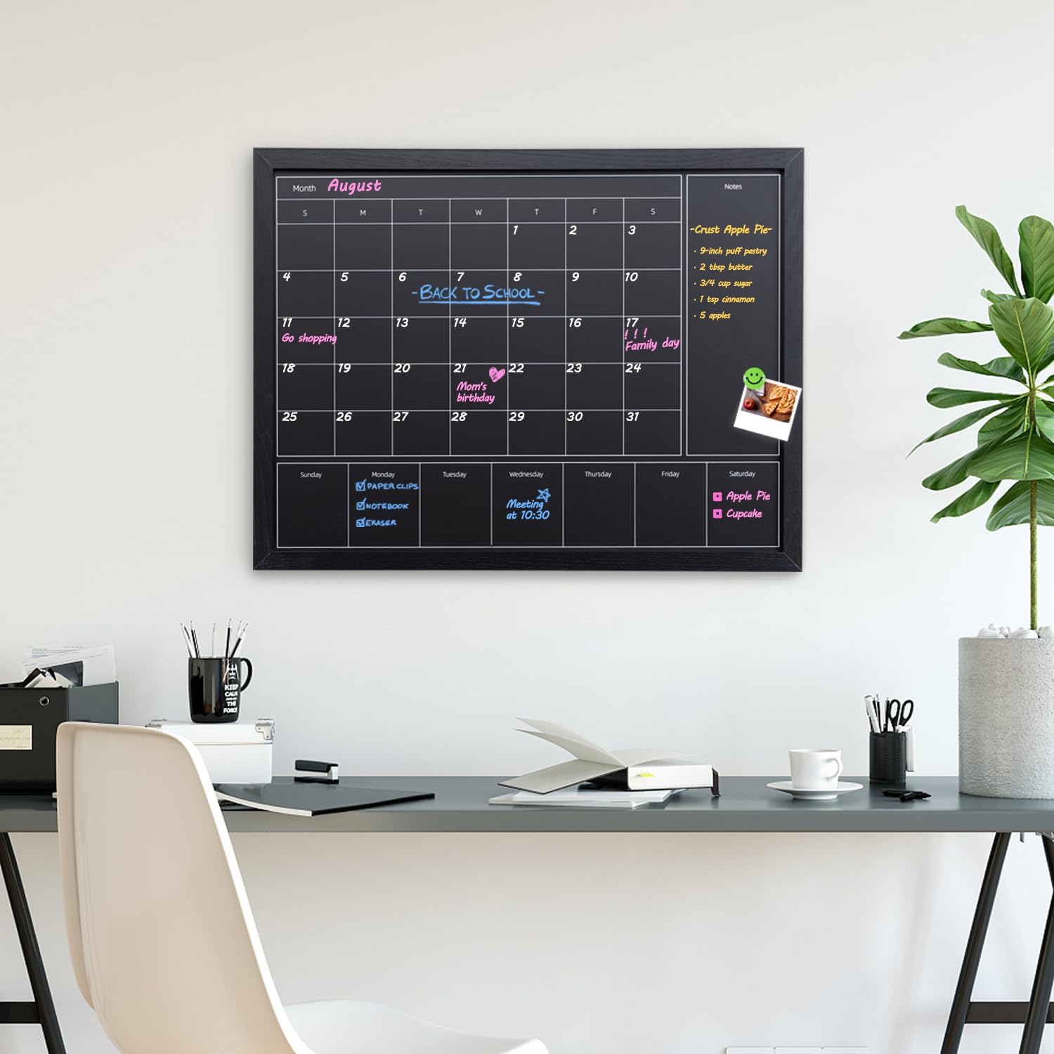 Aitakatta 3-in-1 Chalkboard Calendar for Wall, Magnetic Monthly & Weekly Calendar, 23.6"x17.7" Blackboard for Wall with Black Wood Frame, Hanging Chalkboard for Decor/Memo(YL+ZL-HB-BK,4560) - Image 4