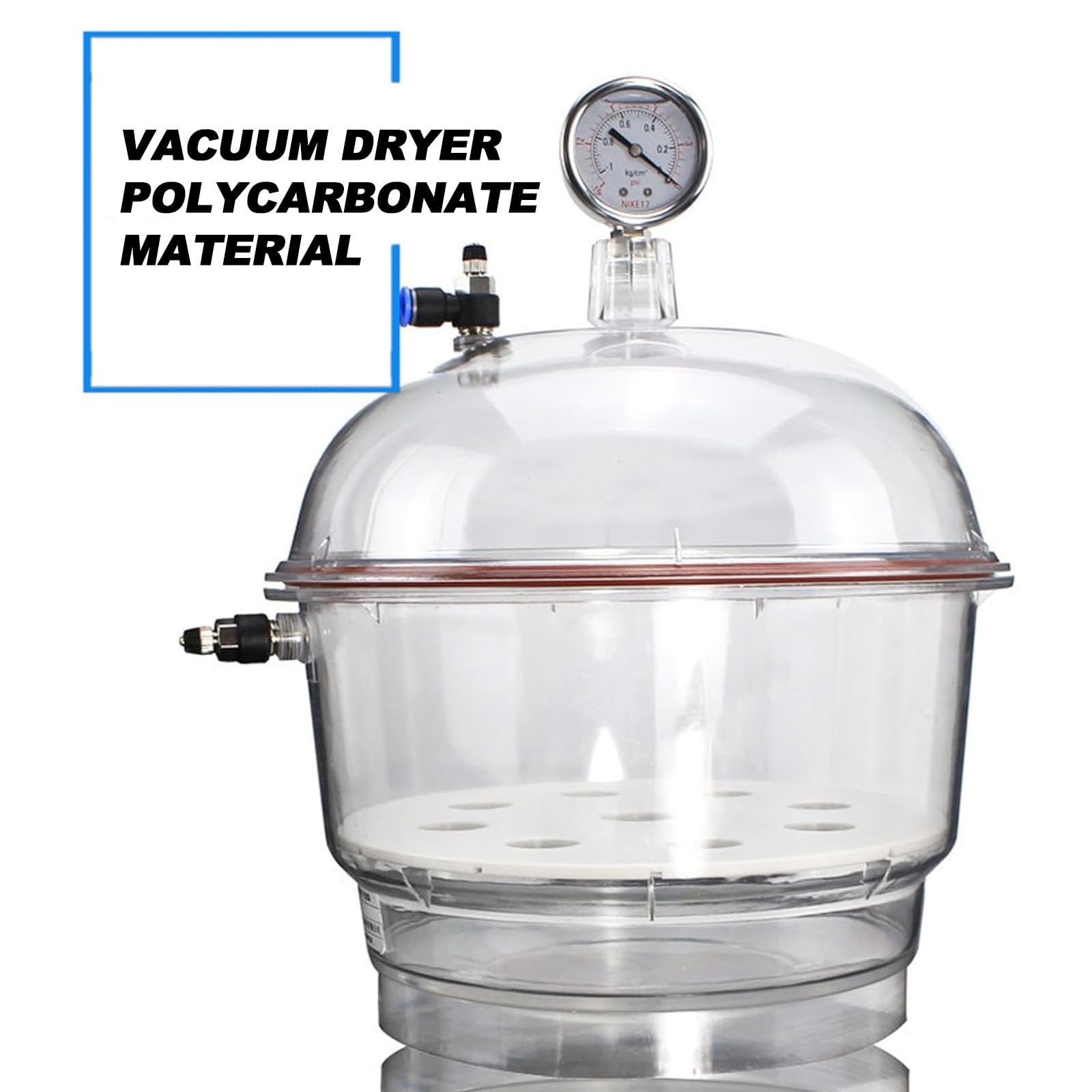 Vakuum-Exsikkator, 250mm Acryl-Labor-Trocknergefäß, Labor-Exsikkator Mit Manometer, Versiegeltes Glas Aus Polycarbonat-Kunststoff, Zum Vakuumtrocknen Und Aufbewahren