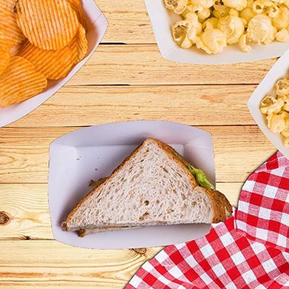 Miniatura 6 de Angel's Peel Lounge Bandejas de papel para alimentos, bandeja de cartón desechable a cuadros rojos para papas fritas, perritos calientes, nachos y