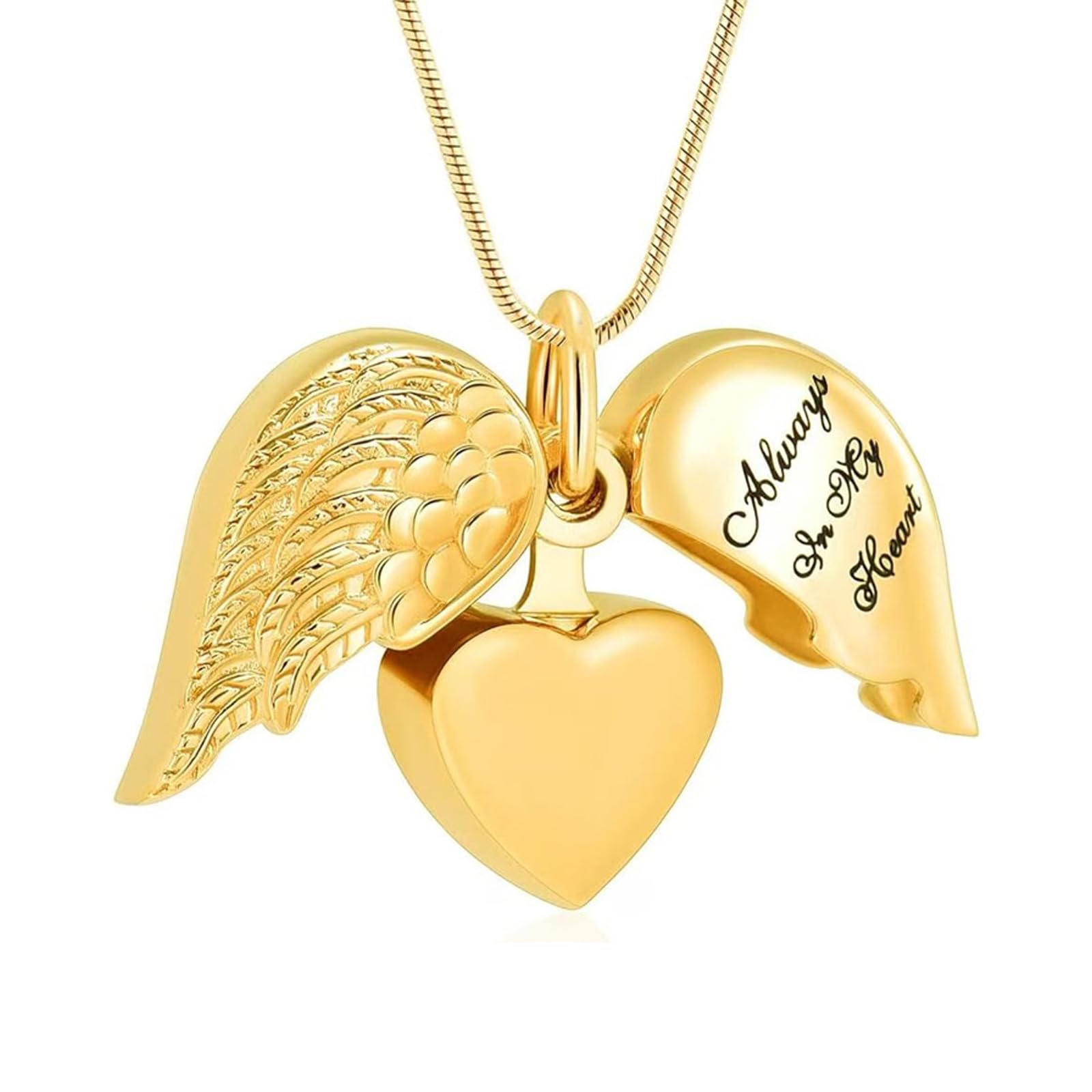 JSGHGDF Love Pet Ashes Necklace Heart Wing Cremation Jewelry Keepsakes with Secure Compartment Heart Wing Pet Urn Necklace