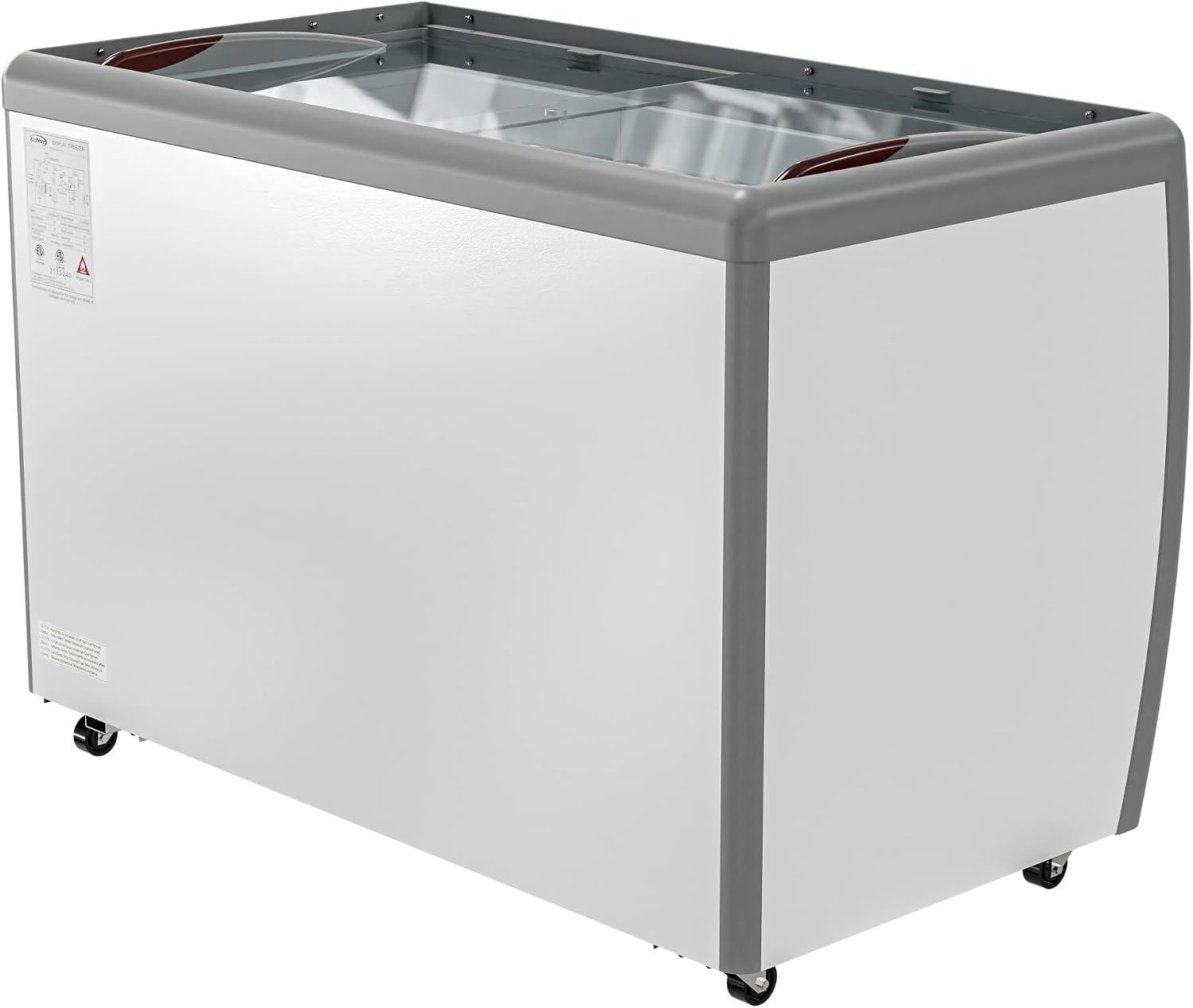 KoolMore Commercial Gelato Dipping Cabinet, Clear Display Case with a Large 9-Pan Capacity, Rolling Wheels, and Lockable Breaks