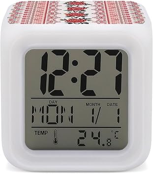 ساعة منبه على شكل وردة أوكرانية مع شاشة LED وساعة رقمية ذكية مع 7 ألوان من NightLight NightLight لمن ينامون بعمق، عملية بسيطة وسهلة الاستخدام