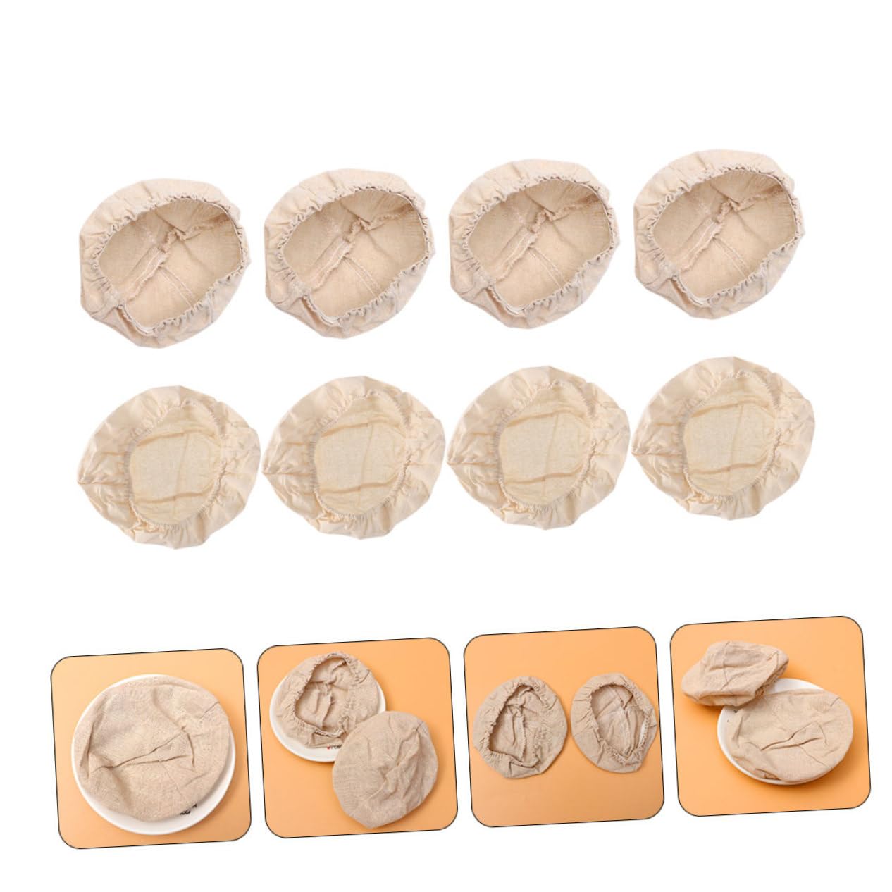 BESTonZON 16 Piezas Cubierta De Tela De La Cesta De Fermentación Paño Tela De Lino Canasta De Tela Forro De La Cesta Suministros para Pruebas De Pan Forro De Lino Banneton Rota Oval