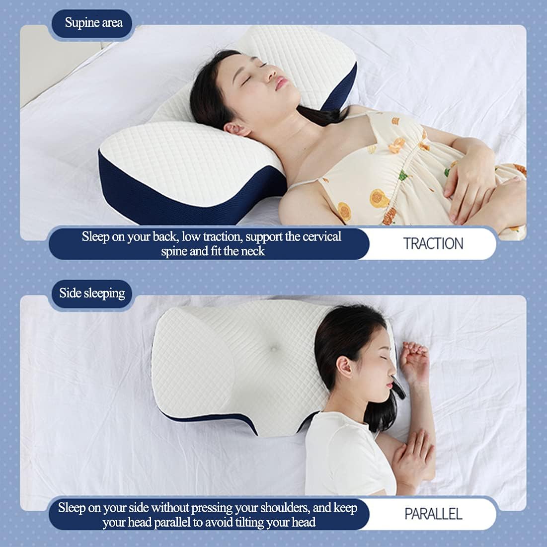 Cervical Bed Pillow for Neck Pain Orthopedic, Contour Memory Foam Pillow Cervical Neck Support Ergonomic with Washable Pillowcase Standrad Size for Multiple Sleeping Positions