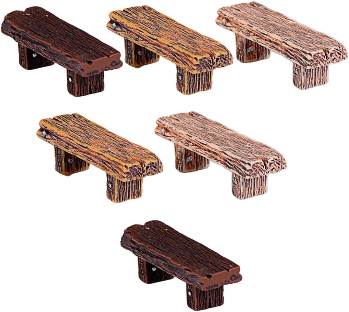 12pcs Miniature Resin Stools Decor Simulated Wood Design for Micro Landscapes DIY Fairy Garden Accessories Vintage Style for Home and Garden Decoration