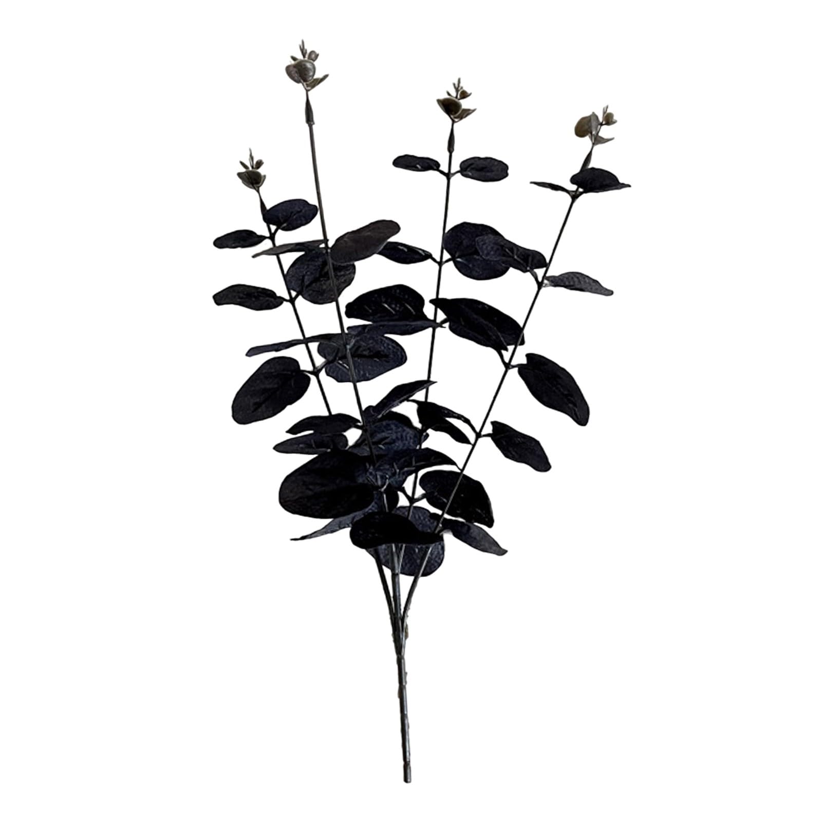 5 Decorazioni Halloween - Fiori Artificiali Neri Con Foglie D'Acero E Zucche - Steli Da 53 Cm