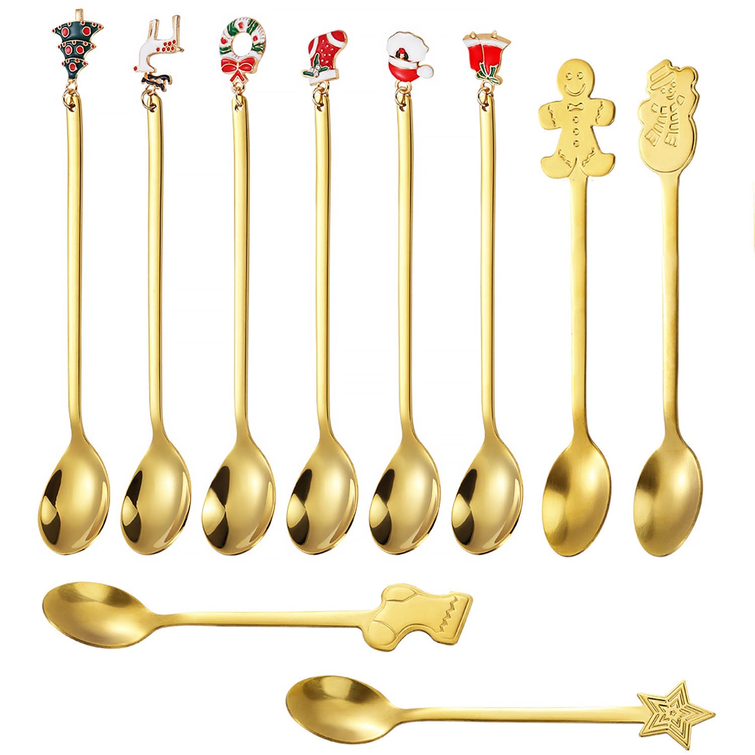 Amazon | 10 個 クリスマススプーン クリスマスかき混ぜスプーン