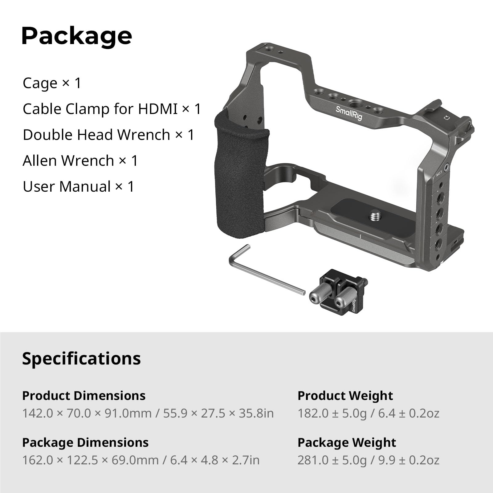 SMALLRIG Hawklock Quick Release Cage Kit für Sony Alpha 6700, mit Mehreren Montageschnittstellen und integrierter QR-Platte für Arca-Swiss-Platte und NATO-Schiene, mit Kabelklemme für HDMI – 5060