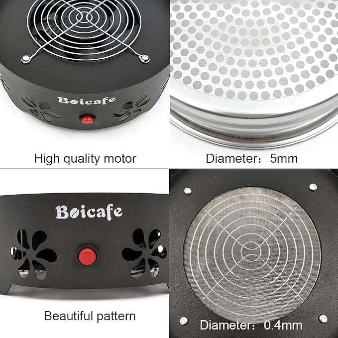 Image of Coffee Bean Cooler Electronic Bean Cooling Machine with 304 Stainless Steel Mesh Two Layers 1.3lb Big Capacity Household Roasting (1 Layer)