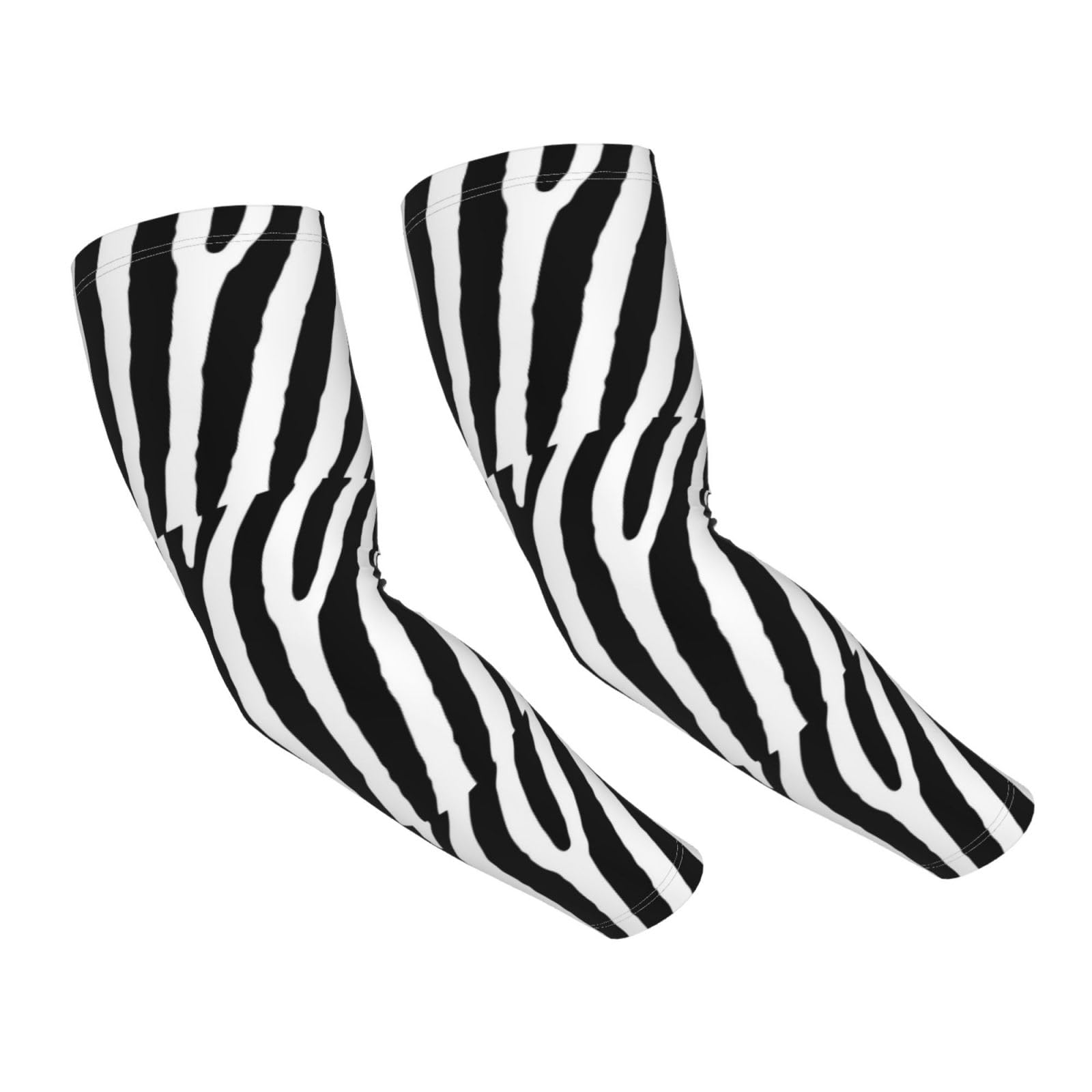 Asbwuo Men's As Pic Zebra Print Arm Sleeves Cooling Uv Sun Protection Sports Compression Sleeves For Wo Golf Basketball Arm Sleeves
