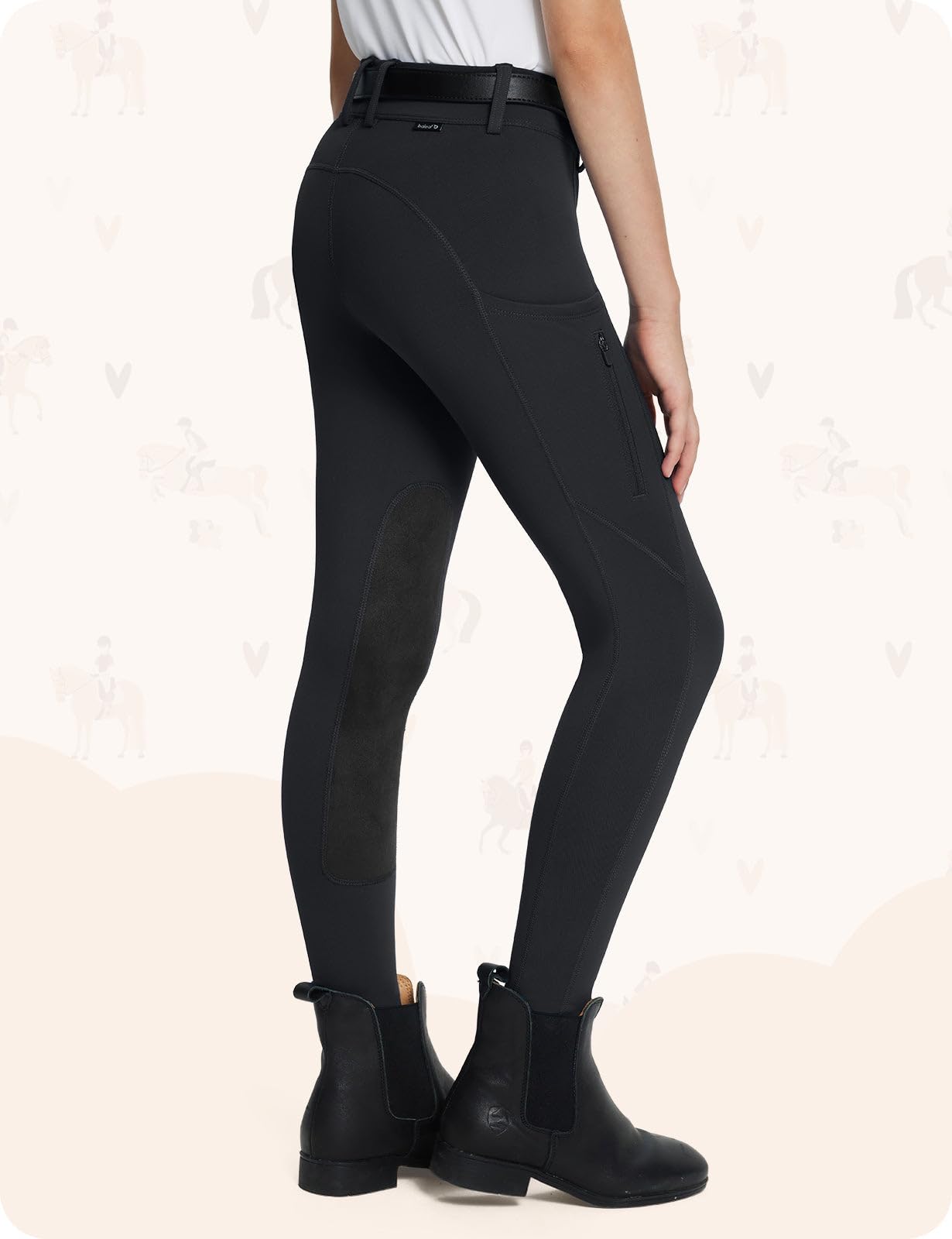 Baleaf Pantalons Équestres Filles Skinny Ride Cheval Leggings 2 Poches Chaud Élasticité