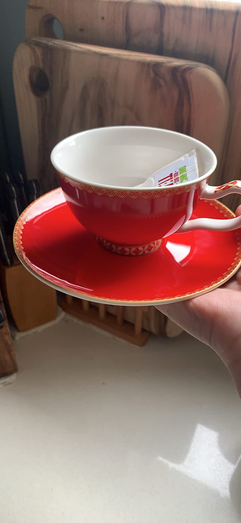Teas & C's Silk Road Footed Cup & Saucer Set 200ml Gift Boxed in Aqua