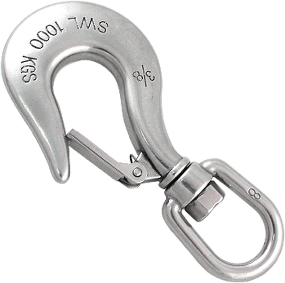 Aexit 1000 KGS Stainless Steel Lifting Swivel Eye Hook w Latch Size 3/8 (c2e0260c514d46baea5cd4c095c18e0a)