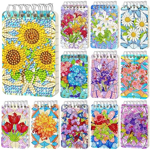 Coffret cadeau loisirs créatifs 12 carnets de peinture diamant fleurs pour adultes passionnés de DIY