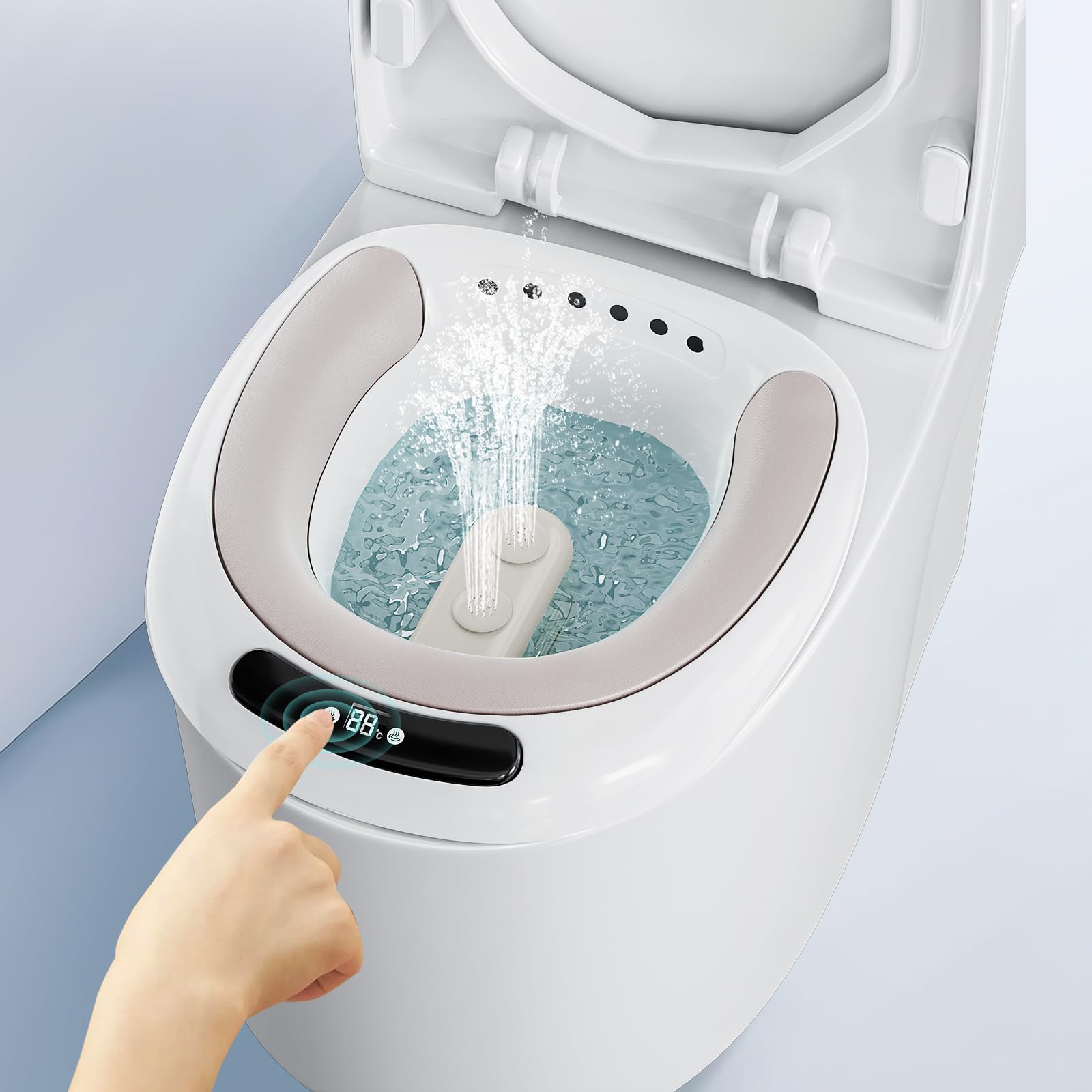 Elektrischer Sitzbad, Sitzbadewanne für Toilette mit Doppelreinigungsmodi, 3 Intensitätsstufen und LED Temperaturanzeige, für Schwangere, Hämorrhoiden und ältere Menschen