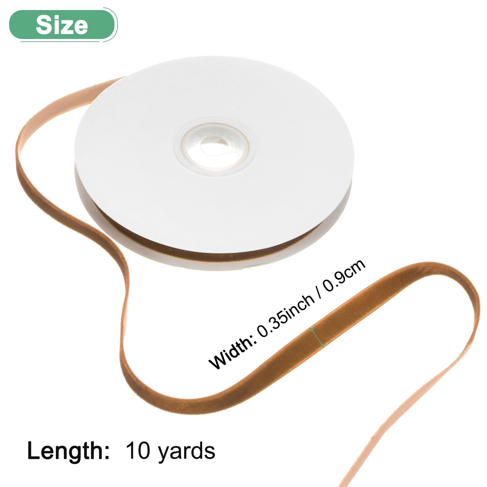 M METERXITY Khaki Velvet Ribbon - Image 3