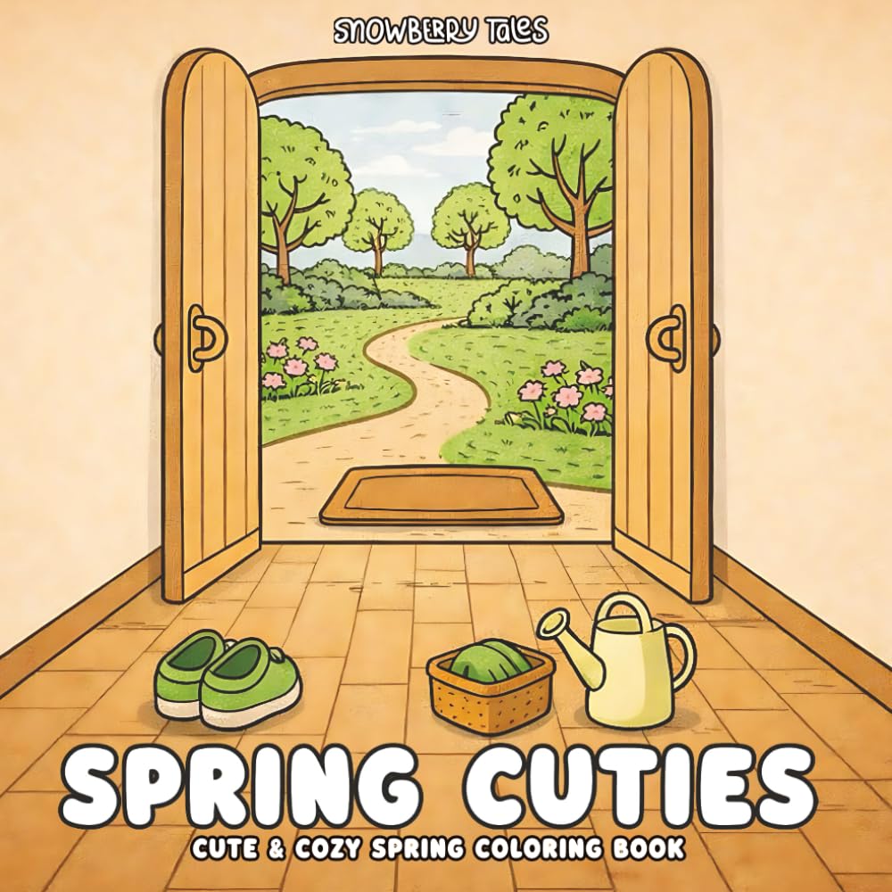 Spring Cuties – Cute & Cozy Spring Coloring Book: Relaxing Spring Scenes with Animals & Cozy Moments | Cute Coloring Fun for Adults