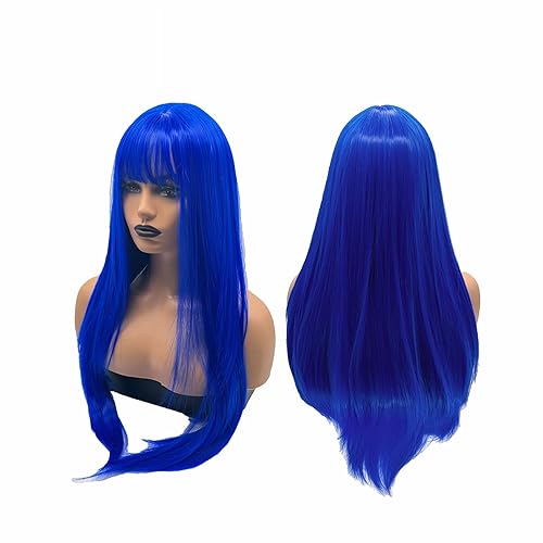 DORY - Peluca de 29 pulgadas de largo, lacio, color azul, para usar y llevar, sin pegamento, para fiesta, Halloween, cosplay, pelucas para mujeres,