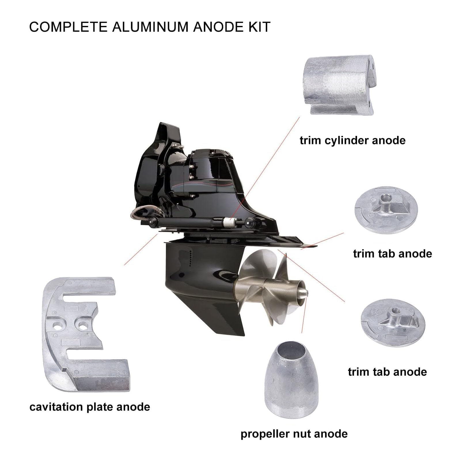Kit de ánodo de Aluminio, Reemplazo para Unidades Mercruiser Bravo 3 III Dentrofuerabordas 2004 y Posteriores, Kit de ánodo para Barcos Marinos para Protección de Agua Dulce y Agua de Mar