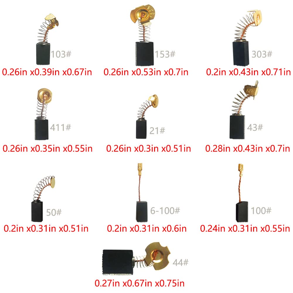 carbon brush dimensions comparison chart drill motor brushes