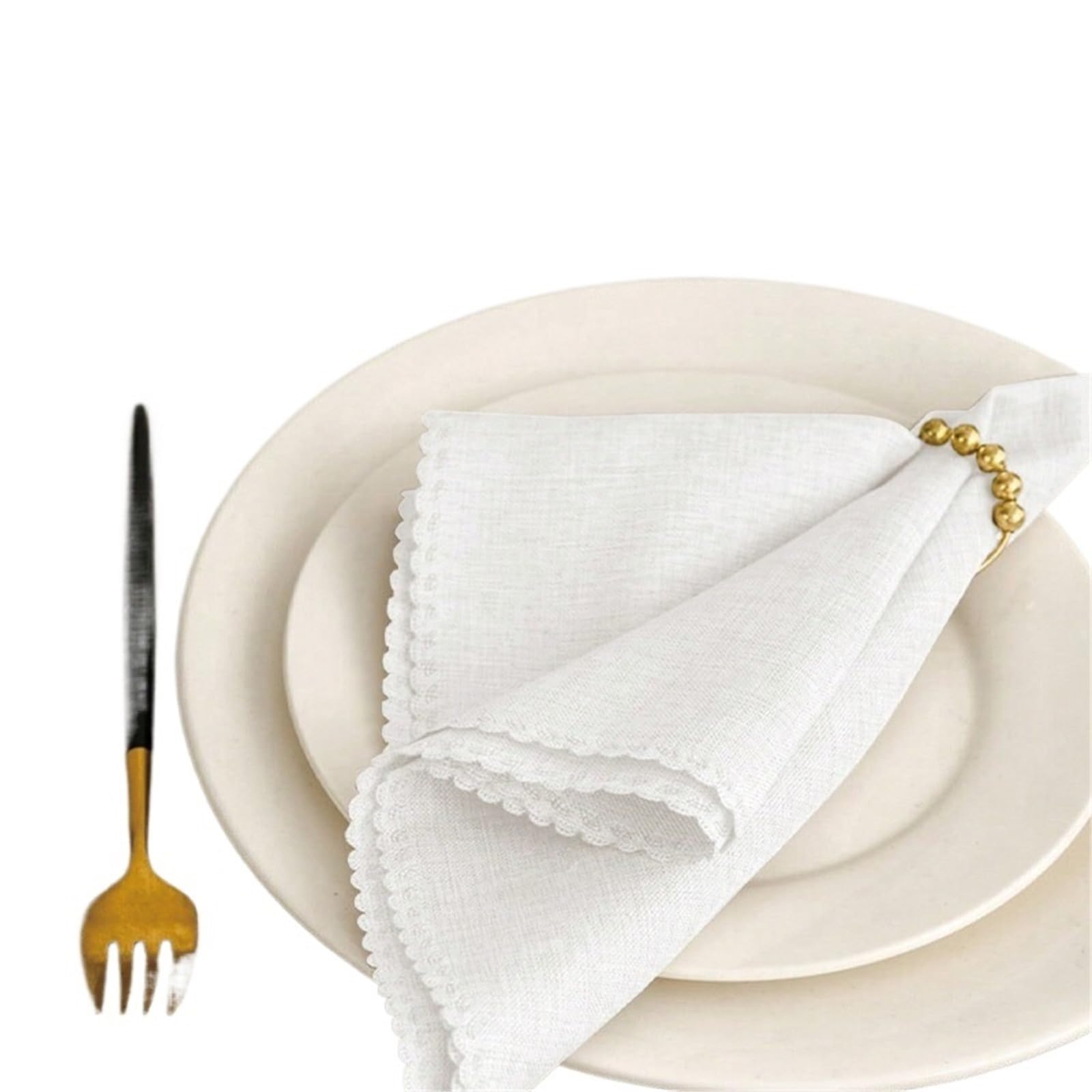 Table Napkins Lace Napkin Cloth Is Suitable For Wedding Banquets, Valentine's Day, Picnic Parties, Gatherings, Daily Decoration At Home(White 12pcs)